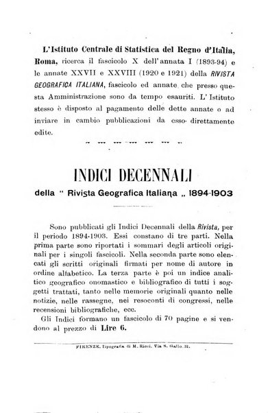 Rivista geografica italiana e Bollettino della Societa di studi geografici e coloniali in Firenze