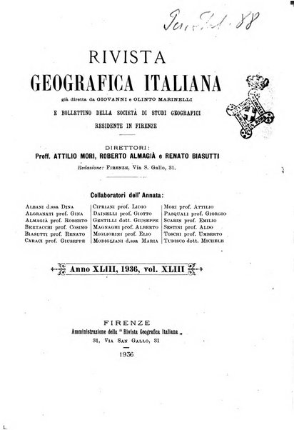 Rivista geografica italiana e Bollettino della Societa di studi geografici e coloniali in Firenze