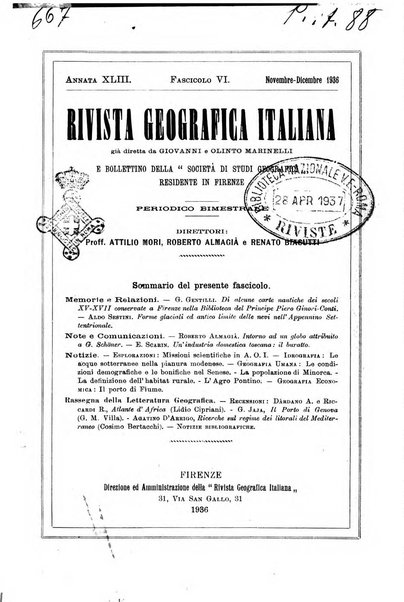 Rivista geografica italiana e Bollettino della Societa di studi geografici e coloniali in Firenze