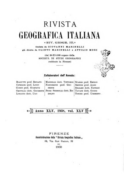 Rivista geografica italiana e Bollettino della Societa di studi geografici e coloniali in Firenze