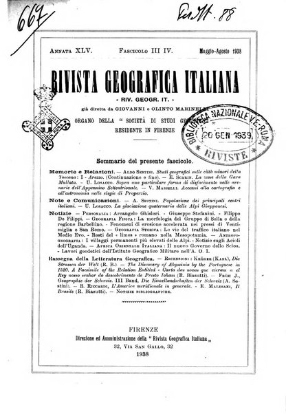 Rivista geografica italiana e Bollettino della Societa di studi geografici e coloniali in Firenze