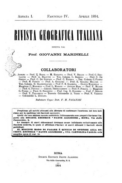 Rivista geografica italiana pubblicata dalla Società di studi geografici..