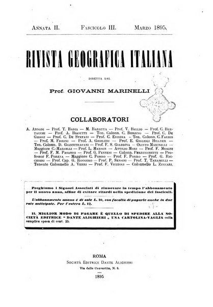 Rivista geografica italiana pubblicata dalla Società di studi geografici..