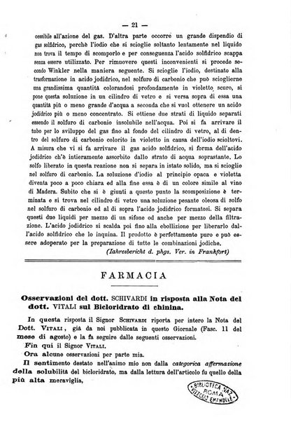 L' orosi bollettino di chimica, farmacia e scienze affini