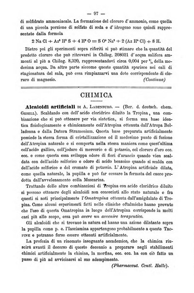 L' orosi bollettino di chimica, farmacia e scienze affini