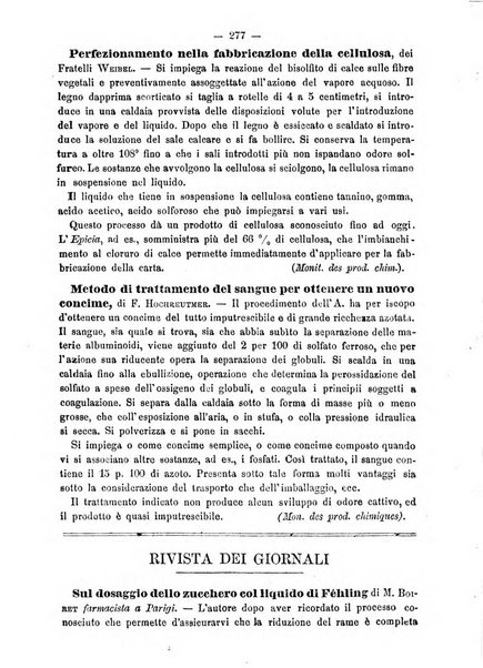 L' orosi bollettino di chimica, farmacia e scienze affini