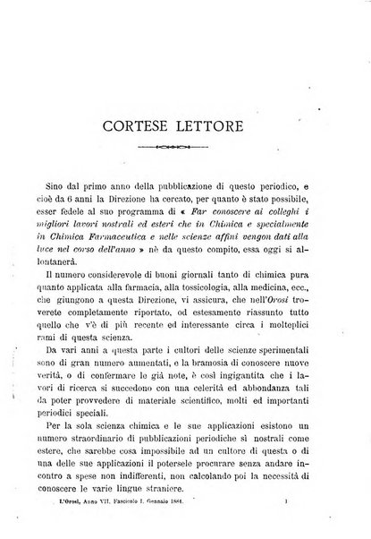 L' orosi bollettino di chimica, farmacia e scienze affini