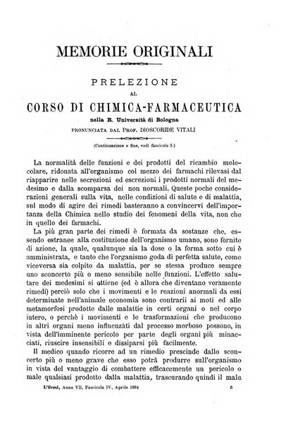 L' orosi bollettino di chimica, farmacia e scienze affini