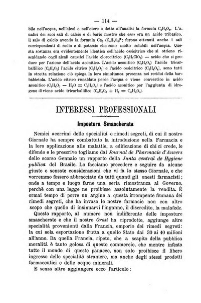 L' orosi bollettino di chimica, farmacia e scienze affini