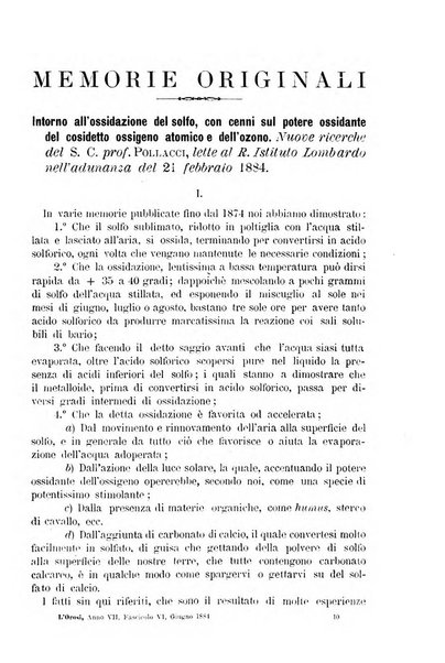 L' orosi bollettino di chimica, farmacia e scienze affini