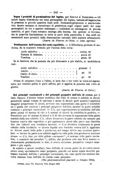 L' orosi bollettino di chimica, farmacia e scienze affini