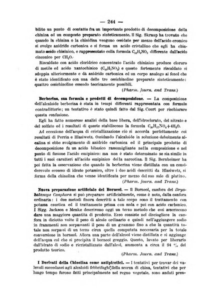 L' orosi bollettino di chimica, farmacia e scienze affini