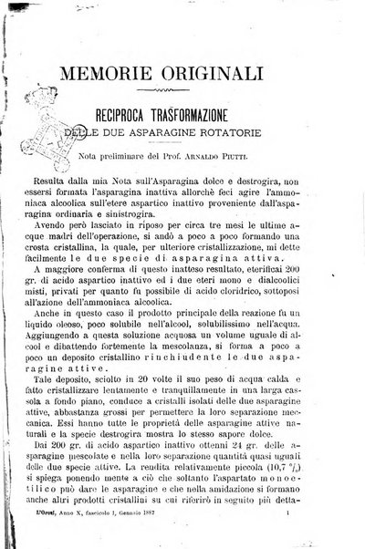 L' orosi bollettino di chimica, farmacia e scienze affini