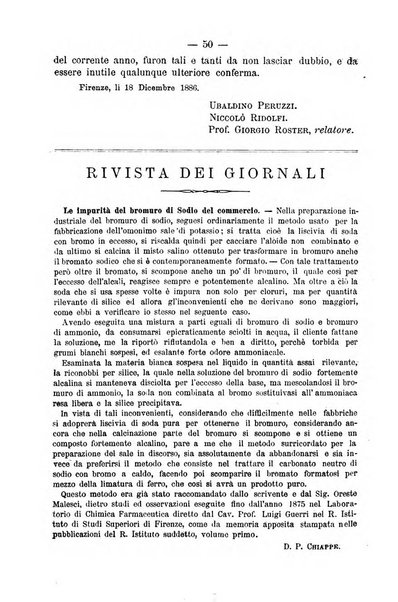 L' orosi bollettino di chimica, farmacia e scienze affini