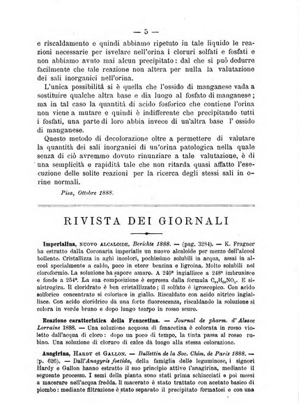 L' orosi bollettino di chimica, farmacia e scienze affini