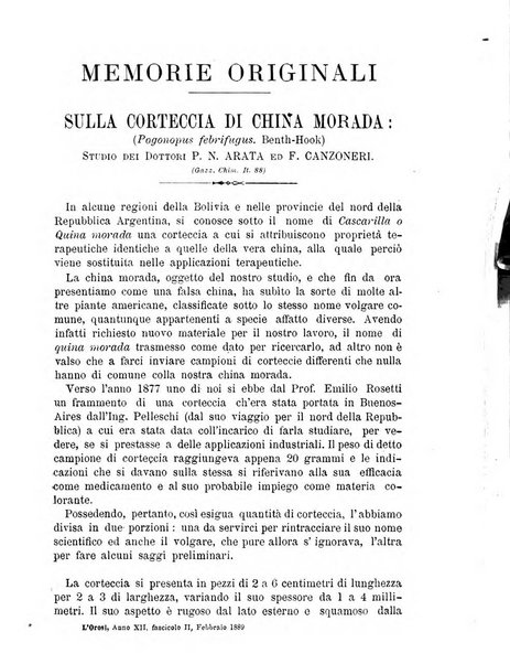 L' orosi bollettino di chimica, farmacia e scienze affini