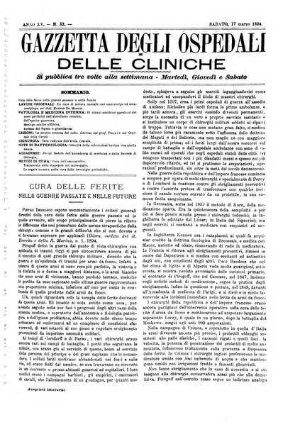 Gazzetta degli ospedali e delle cliniche