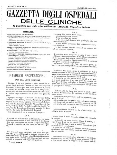 Gazzetta degli ospedali e delle cliniche