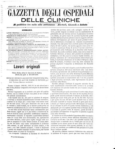 Gazzetta degli ospedali e delle cliniche