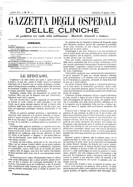 Gazzetta degli ospedali e delle cliniche