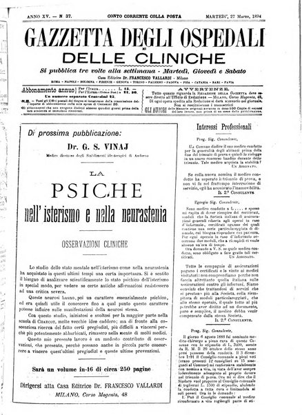 Gazzetta degli ospedali e delle cliniche