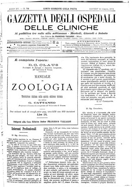 Gazzetta degli ospedali e delle cliniche