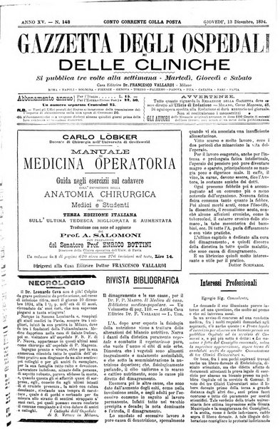 Gazzetta degli ospedali e delle cliniche