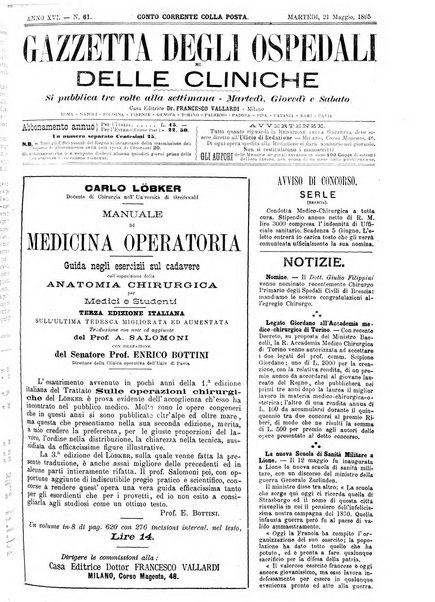 Gazzetta degli ospedali e delle cliniche