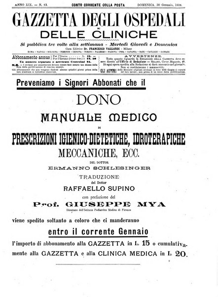 Gazzetta degli ospedali e delle cliniche