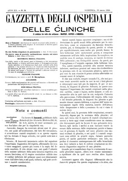 Gazzetta degli ospedali e delle cliniche