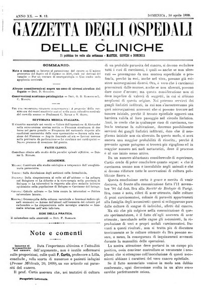 Gazzetta degli ospedali e delle cliniche