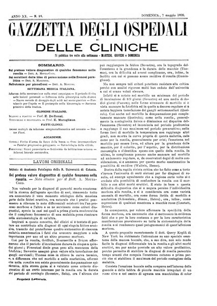 Gazzetta degli ospedali e delle cliniche