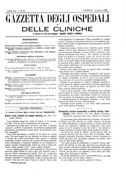 Gazzetta degli ospedali e delle cliniche