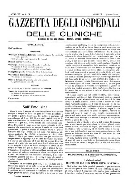 Gazzetta degli ospedali e delle cliniche