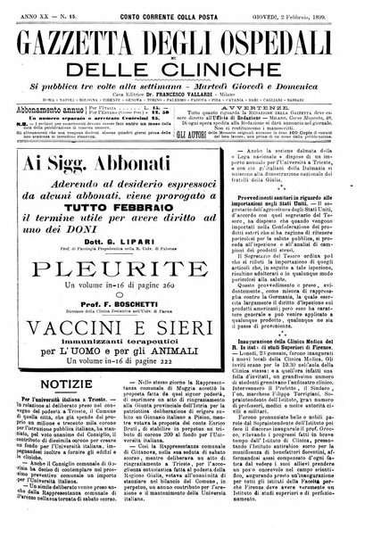 Gazzetta degli ospedali e delle cliniche