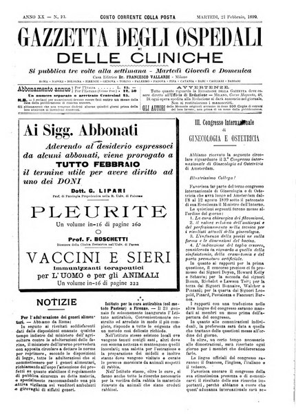 Gazzetta degli ospedali e delle cliniche