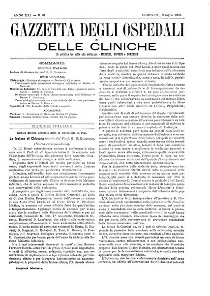 Gazzetta degli ospedali e delle cliniche