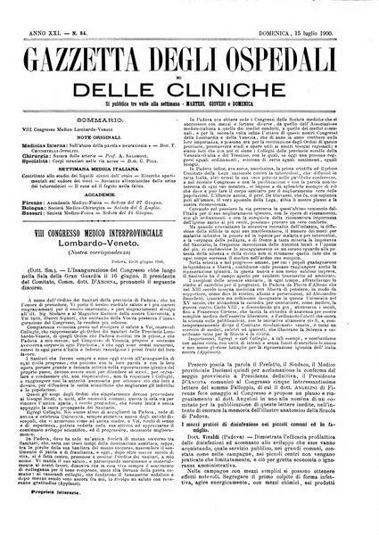 Gazzetta degli ospedali e delle cliniche