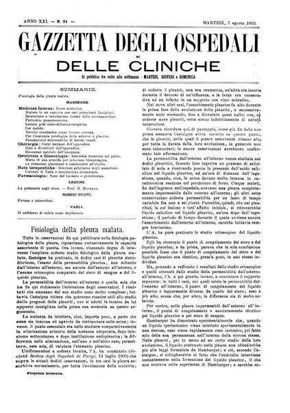 Gazzetta degli ospedali e delle cliniche