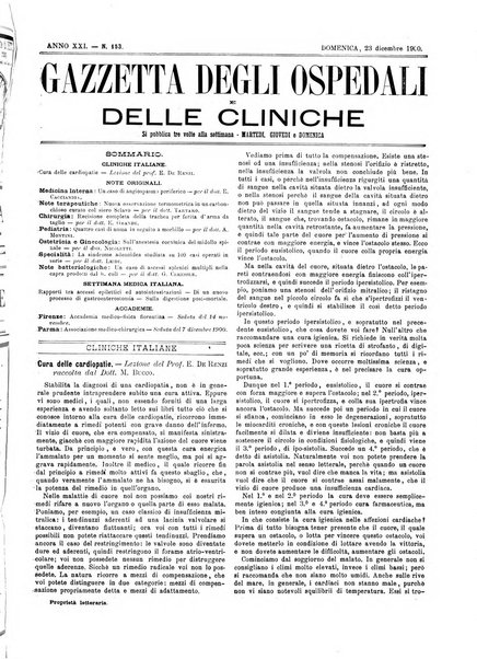 Gazzetta degli ospedali e delle cliniche