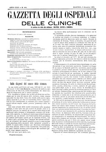 Gazzetta degli ospedali e delle cliniche