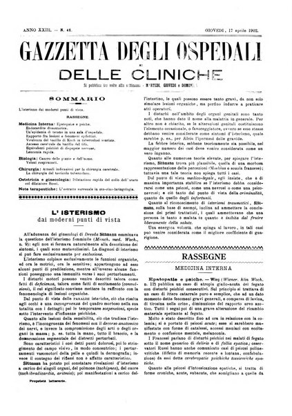 Gazzetta degli ospedali e delle cliniche