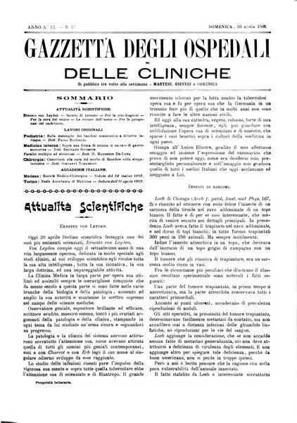 Gazzetta degli ospedali e delle cliniche