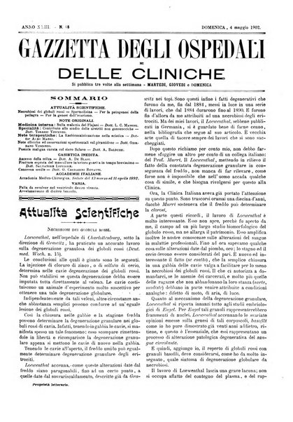 Gazzetta degli ospedali e delle cliniche