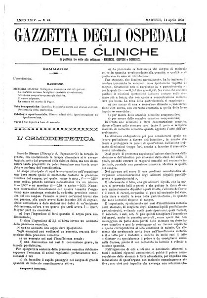 Gazzetta degli ospedali e delle cliniche