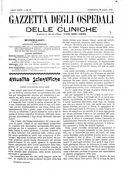 Gazzetta degli ospedali e delle cliniche