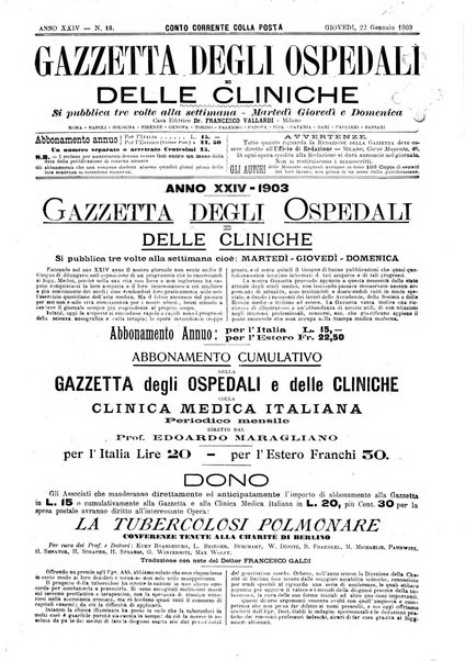 Gazzetta degli ospedali e delle cliniche