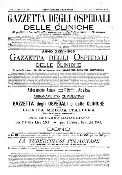 Gazzetta degli ospedali e delle cliniche