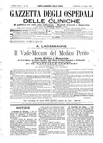 Gazzetta degli ospedali e delle cliniche