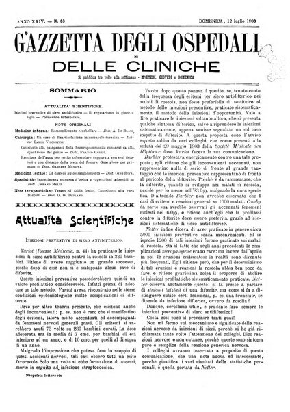 Gazzetta degli ospedali e delle cliniche